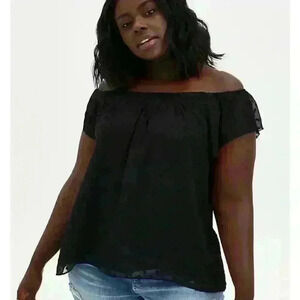 CLIP DOT OFF-SHOULDER TOP size 0x